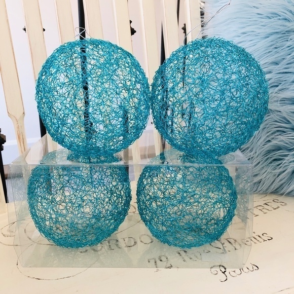 Other - LARGE Christmas Ornaments, Metal Christmas Balls, Blue Tree Ornaments